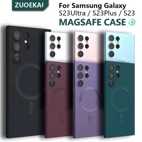 Luxury Soft Silicone For Magsafe Case For Samsung Galaxy S23 S22 S21 Ultra Plus S 22 21 5G Mag Safe With Camera Lens Full Covers