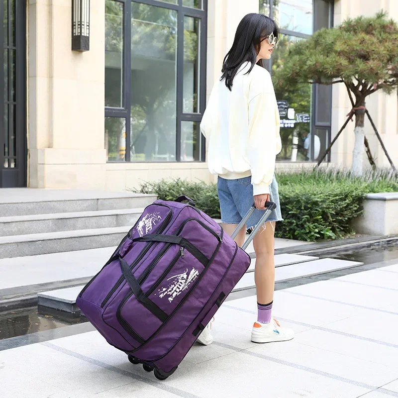 Large Capacity Trolley Trolley Bag Luggage with Wheels Boarding Bag Oxford Waterproof Luggage Rolling Checked Luggage