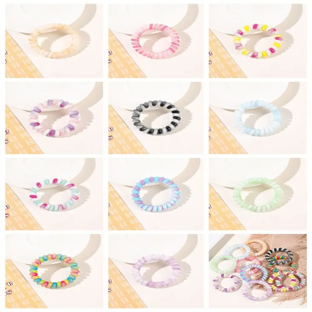 Hair Tie Stretch Spiral Cord Hair Ring Hair Rope Multicolor Elastic Hair Tie Colorful Headwear Multicolor Telephone Wire Daily