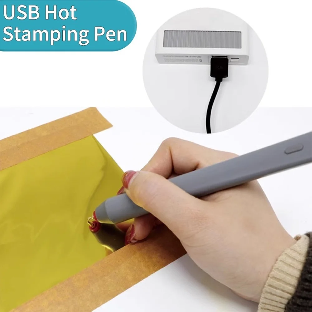 Heating Foil Pen USB Hot Foil Pen As Shown Crafting Tool For Scrapbooking Gold Foil Pen Power Supply USB Replaceable Pen Tips