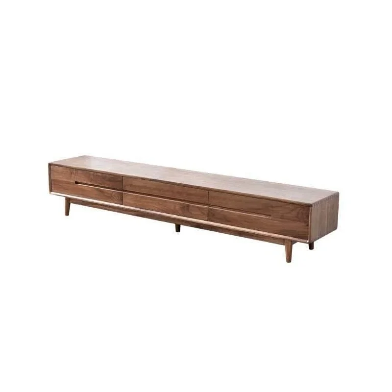 

Nordic solid wood TV cabinet Modern simple Small apartment black walnut log floor cabinet