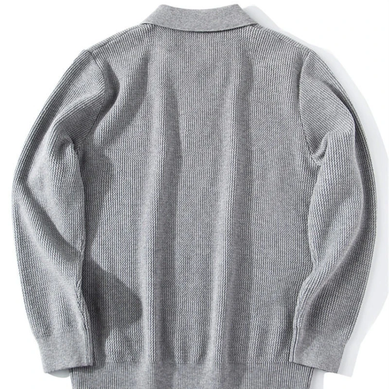 Men's 2025 Autumn Winter Old Money V-Neck Sweater, Seagull Collar Wool Blend, Gray Black Khaki Brown