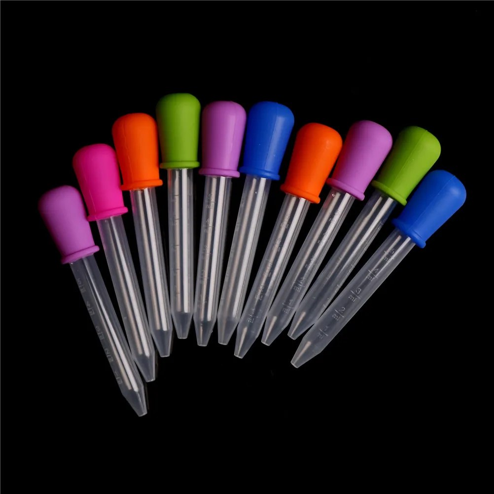 1pcs 5ml Clear Silicone Baby Medicine Feeder Dropper Graduated Pipette Liquid Food Dropper School Lab Supplies Random Color