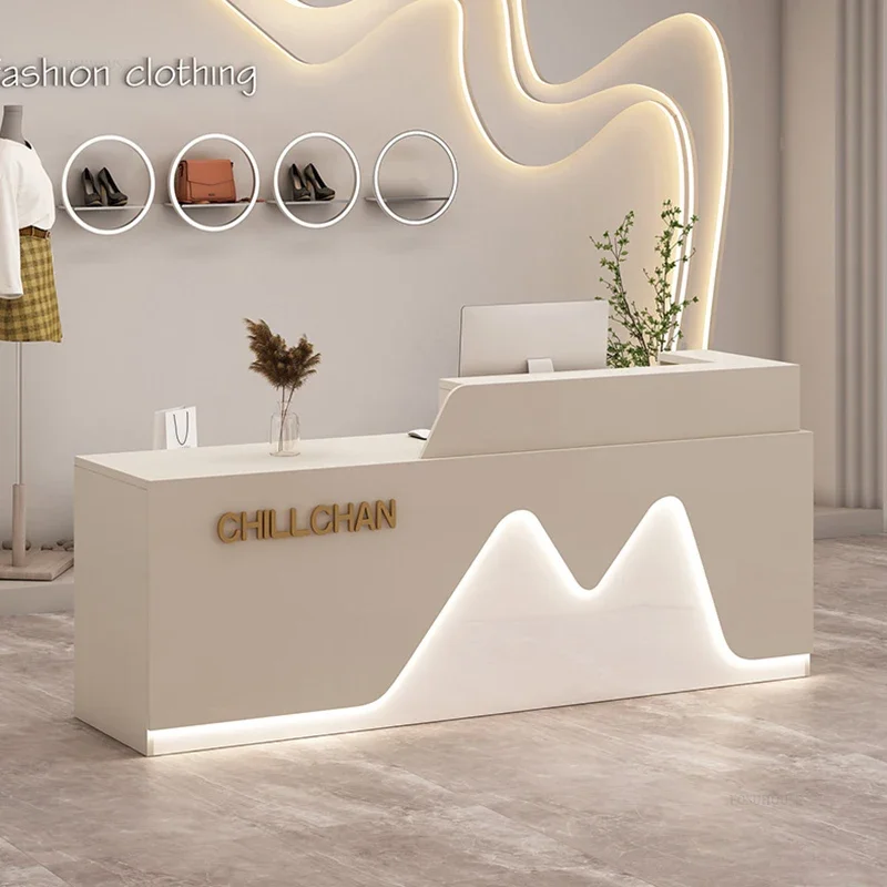 

Modern Minimalist Reception Desks Clothing Store Checkout Counter Light Luxury Office Furniture Beauty Salon Reception Counter