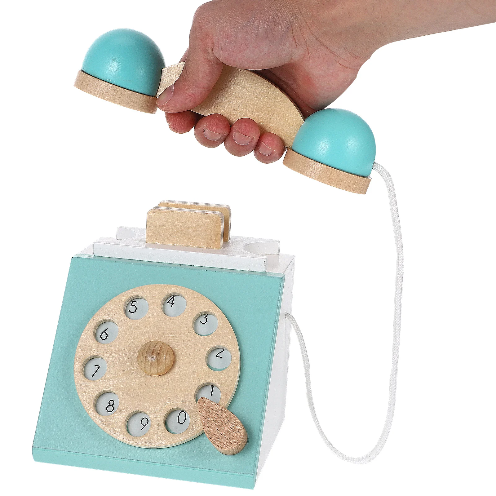 Telephone Wooden Plaything Photo Props Kids Toy Number Cognition Small Mushroom Turntable