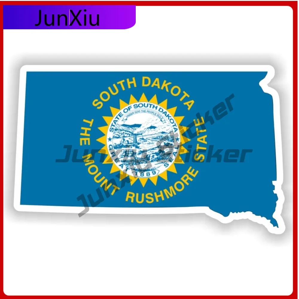 

South Dakota Usa National Emblem Map Flag Shape And Outline Stickers Waterproof Decals Suv Car Window Funny Decorations For Pict