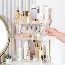 Scaffale per il trucco Accessorio da bagno multifunzione Scaffale angolare per la cura della pelle del profumo del rossetto a 3 strati di grande capacità