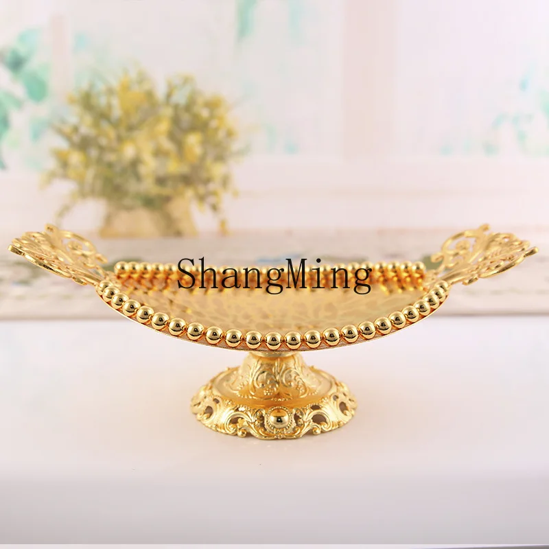 

PYH oval wrought iron home practical decoration fashion creative high-end fruit plate alloy modern simple handicraft