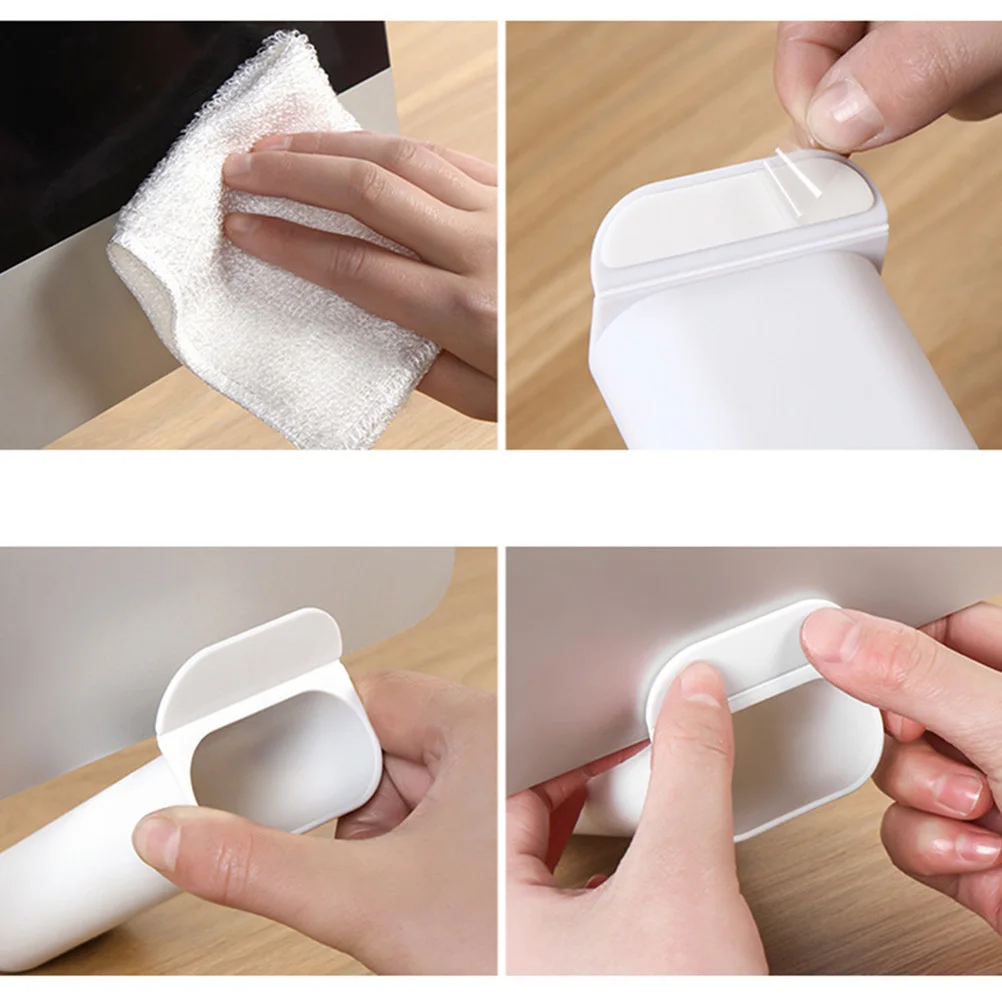 

2Pcs Plastic Pen Holder Storage Box Self-Adhesive Desktop Organizer for Office Supplies Compact Design Fits Any Desk Space White