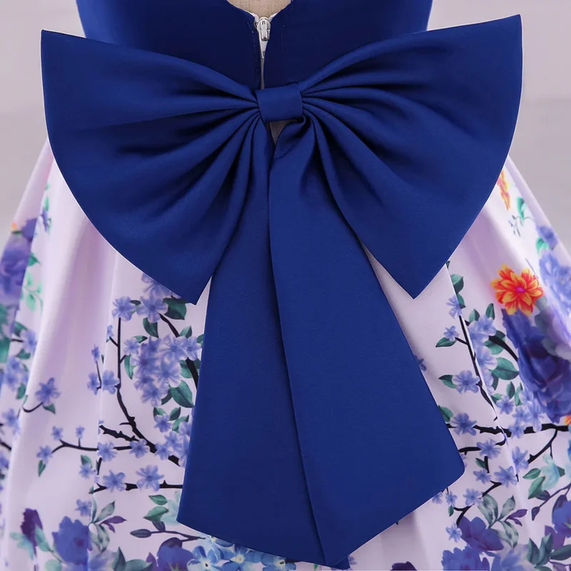 Детское платье, модная юбка для девочек, принцесса с принтом, кованая повязка на голову, ткань с бантом в европейском и американском стиле, костюм на день рождения