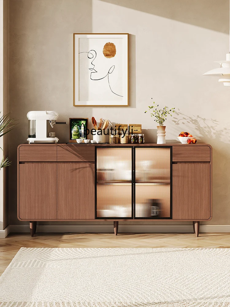 Solid Wood Sideboard Cabinet Integrated Wall Narrow Modern Simple Living Room Home Wine Cabinet Ultra-Thin Locker