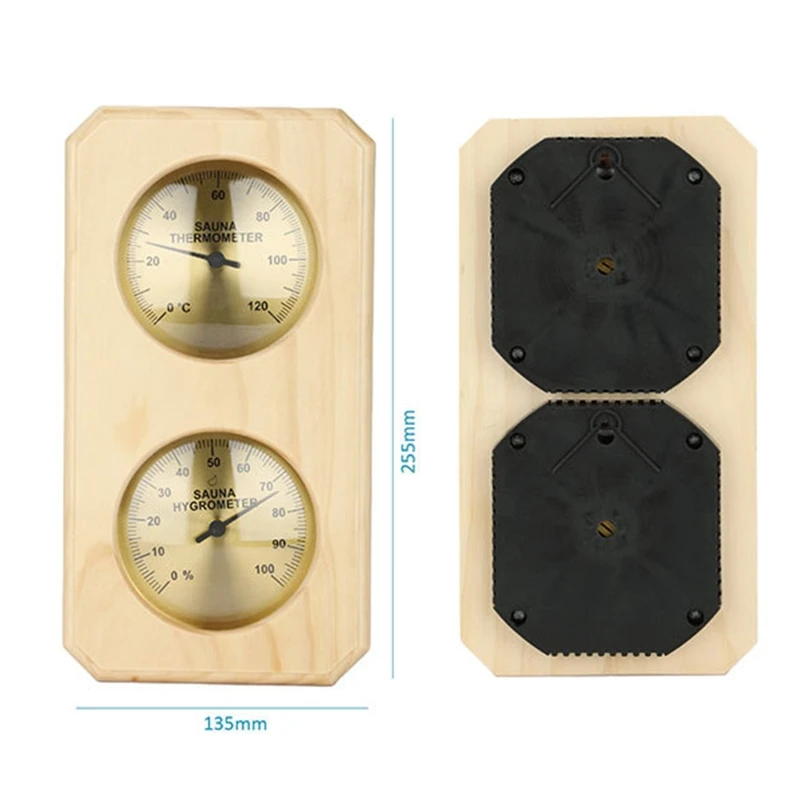 Dual Display Thermometer & Hygrometer 2-In-1 Indoor Wood Thermo-Hygrometer Thermometer Hygrometer Steam Room Sauna Room