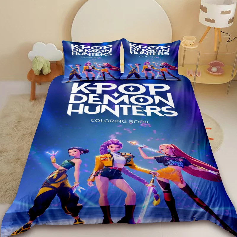 

K-pop Duvet Cover Set D-Demon H-Hunters Bedding Set Soft and Comfortable with Pillowcase Full Single Bedroom Decor Teens Gifts