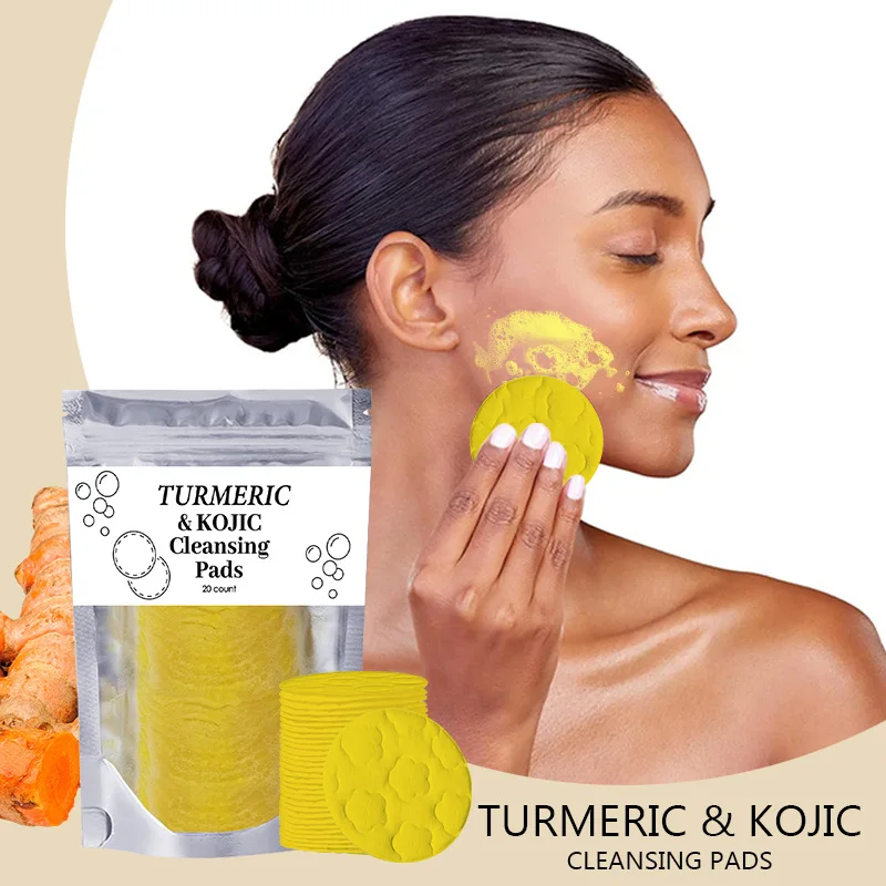 Turmeric Face Cleansing Pads Exfoliating Skin Care Facial Cleaning Beauty Health Products Yellow Root Cleansing Pads