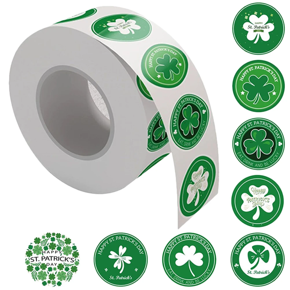 

500 Pcs Gift Four Leaf Clover Sticker Patricks Day Label St. Party Favors Shamrock Stickers Decals Green Festival