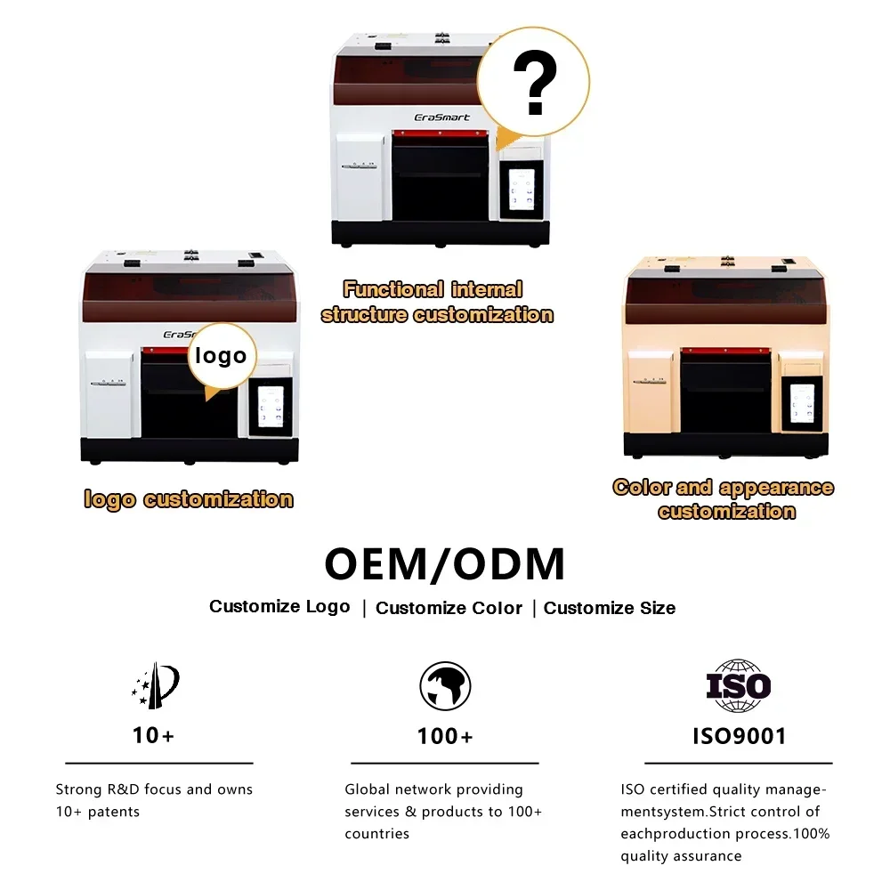 EraSmart Small Desktop Digital Automatic Inkjet A4 A3 Uv Flatbed L800 6090 Mobile Cover Phone Case Printing Machine UV Printer