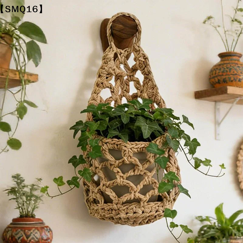 Boho Macrame Plant HangerBasket For Succulents Cotton Rope Woven Hanging Basket With Net Pouch Home Decoration Organizer【SMQ】