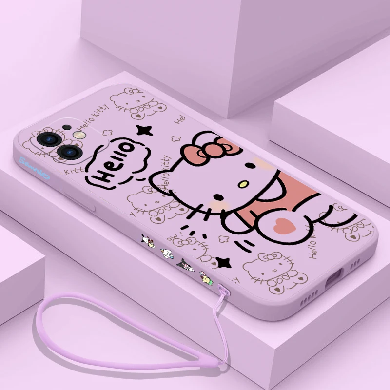 Cute Hello Kitty  Phone Case For Xiaomi Mi 13 12 12T 12S 11 11T Ultra 10 10T 9 9T 9SE 8 Pro Lite 5G Liquid Silicone Cover