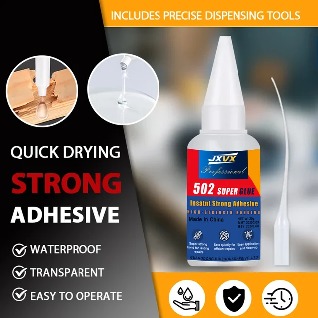 20g 502 Multi-Purpose Super Glue Instant Quick-drying Cyanoacrylate Waterproof Adhesive Leather Rubber Glass Wood Metal Strong Bond Liquid Glue Tool Includes precision dispenser 1-10pcs. 3 20g 502 Multi-Purpose Super Glue Instant Quick-drying Cyanoacrylate Waterproof Adhesive Leather Rubber Glass Wood Metal Strong Bond Liquid Glue Tool Includes precision dispenser 1-10pcs. 3