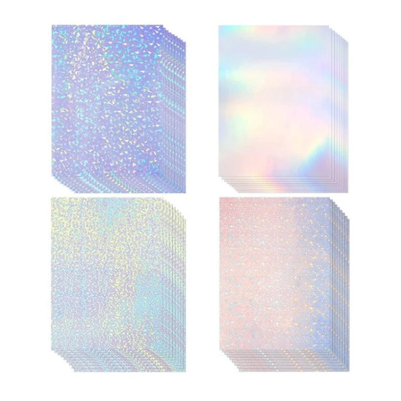 

50 Sheets/Pack A4 Laser Holographic Paper Sticker Vinyl Inkjet Self-Adhesive Paper Printing Paper DIY Scrapbook Supplies