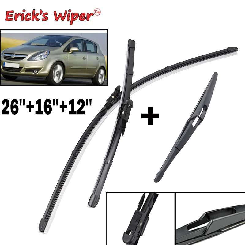 Erick\'s Wiper LHD Front & Rear Wiper Blades Set For Opel Corsa D 2006 - 2014 Windshield Windscreen Window Brushes 26\