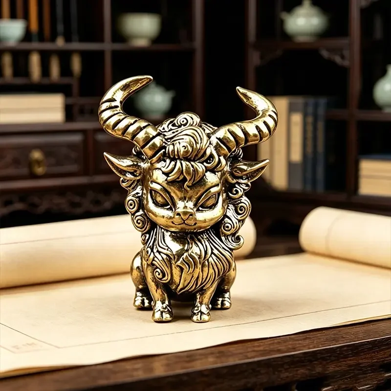 New Brass Small Demon Metal Ornament, Home Decor Item, Mini Goblin 3D Copper Sculpture, Handicraft Decoration Piece, Decorative Statues, Decor Figurine
