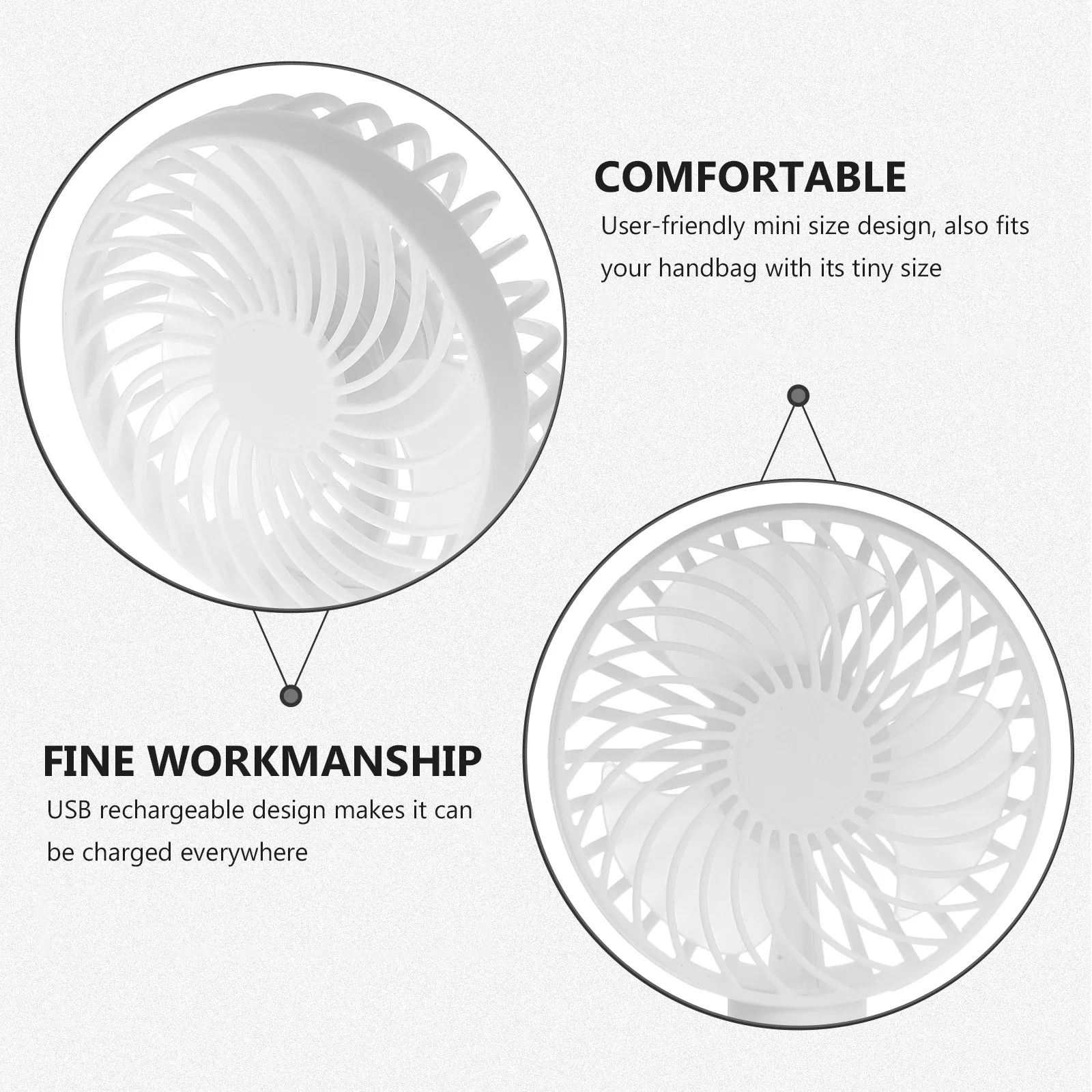 

Ручной вентилятор, компактный, легкий, с питанием от USB, настольный вентилятор для путешествий, кемпинга, спальни, портативное охлаждающее устройство, белый цвет