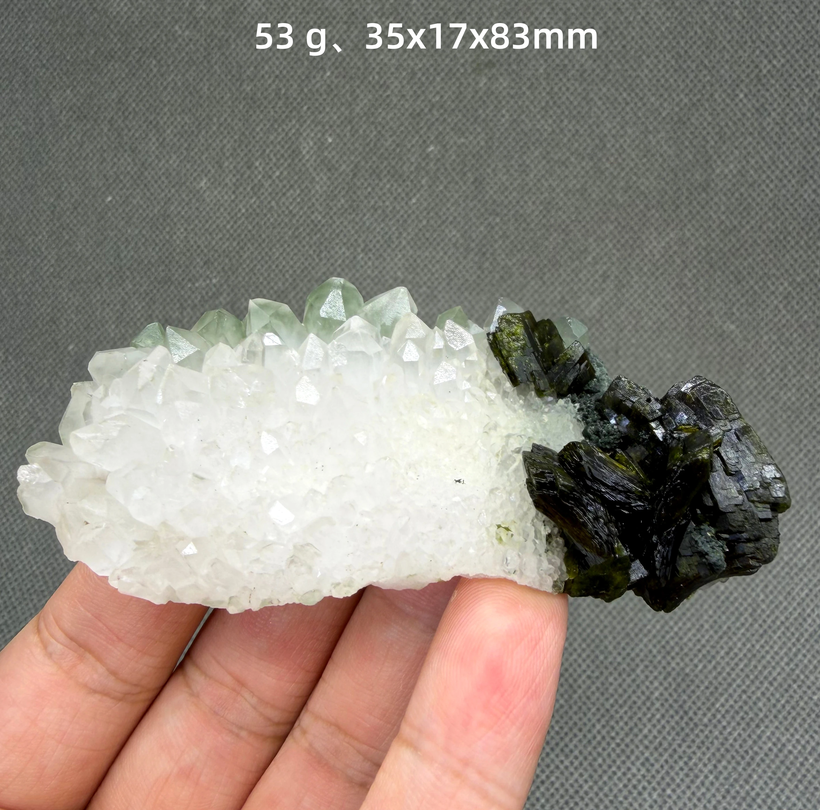53 g Natural Epidote and Crystal Symbiotic Mineral Specimens + Healing Quartz Crystals and Stones Rock Gemstone