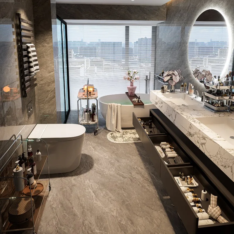 Rock slab hot bending integrated basin bathroom cabinet combination rock slab seamless ceramic basin hotel washbasin wash basin