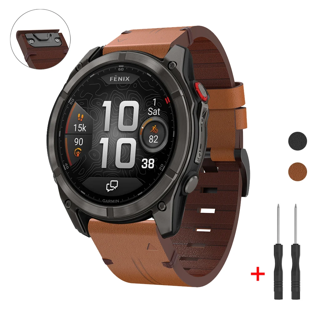 Genuine Leather Watch Strap For Garmin Fenix 8 pro E 7X 7 6X 6 5plus Band Quatix 8/Forerunner 970 965 QuickFit 22/26mm Bracelet