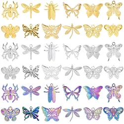 10pcs Jewelry Marking Pendant Findings Stainless Steel Butterfly Spider Cicada Accessories For Necklace Bracelet Earring No Fade