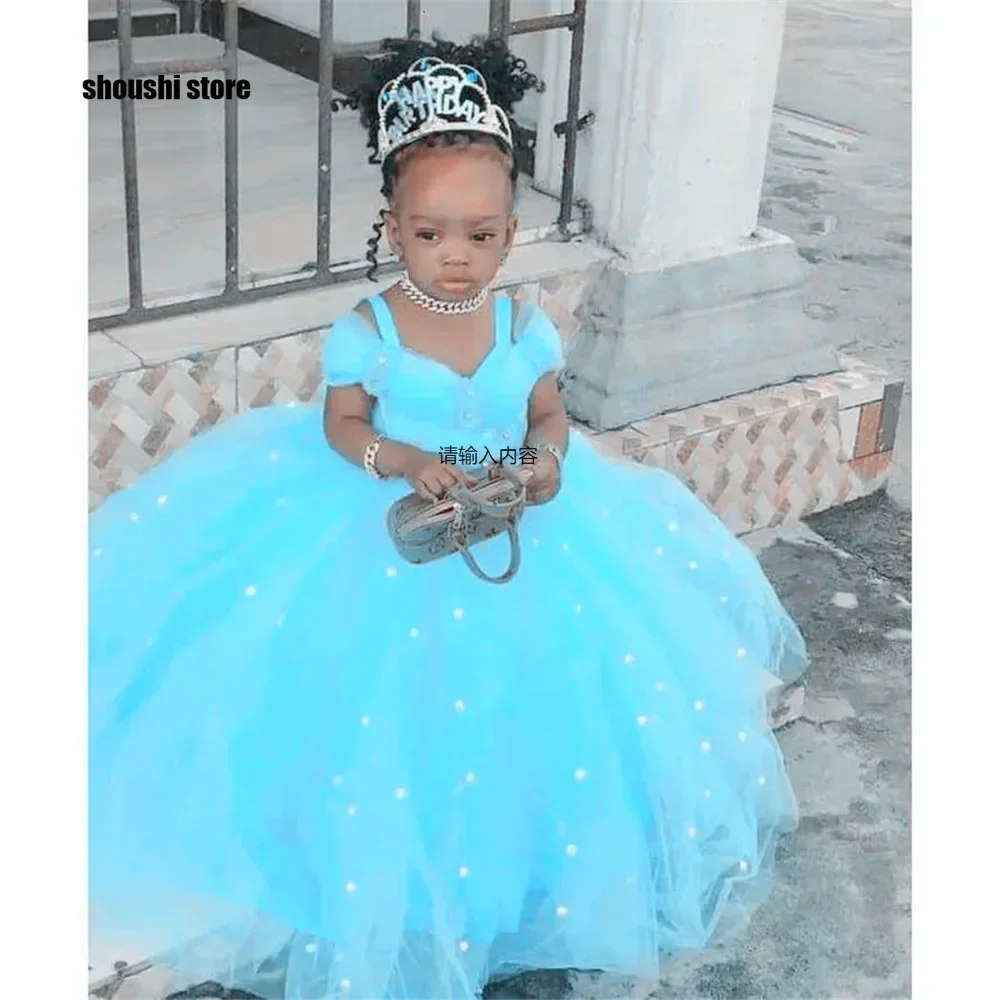 

Lovely Yellow Flower Girl Dress for Wedding Pearls Little Kids Birthday GIFT Pageant Wedding First Communion Dresses Customized