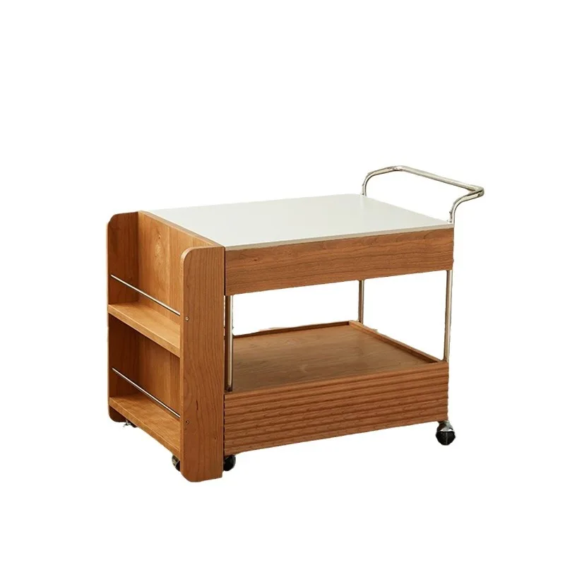 

Modern solid wood retractable coffee table surrounding stove brewing tea mobile coffee table Japanese cherry