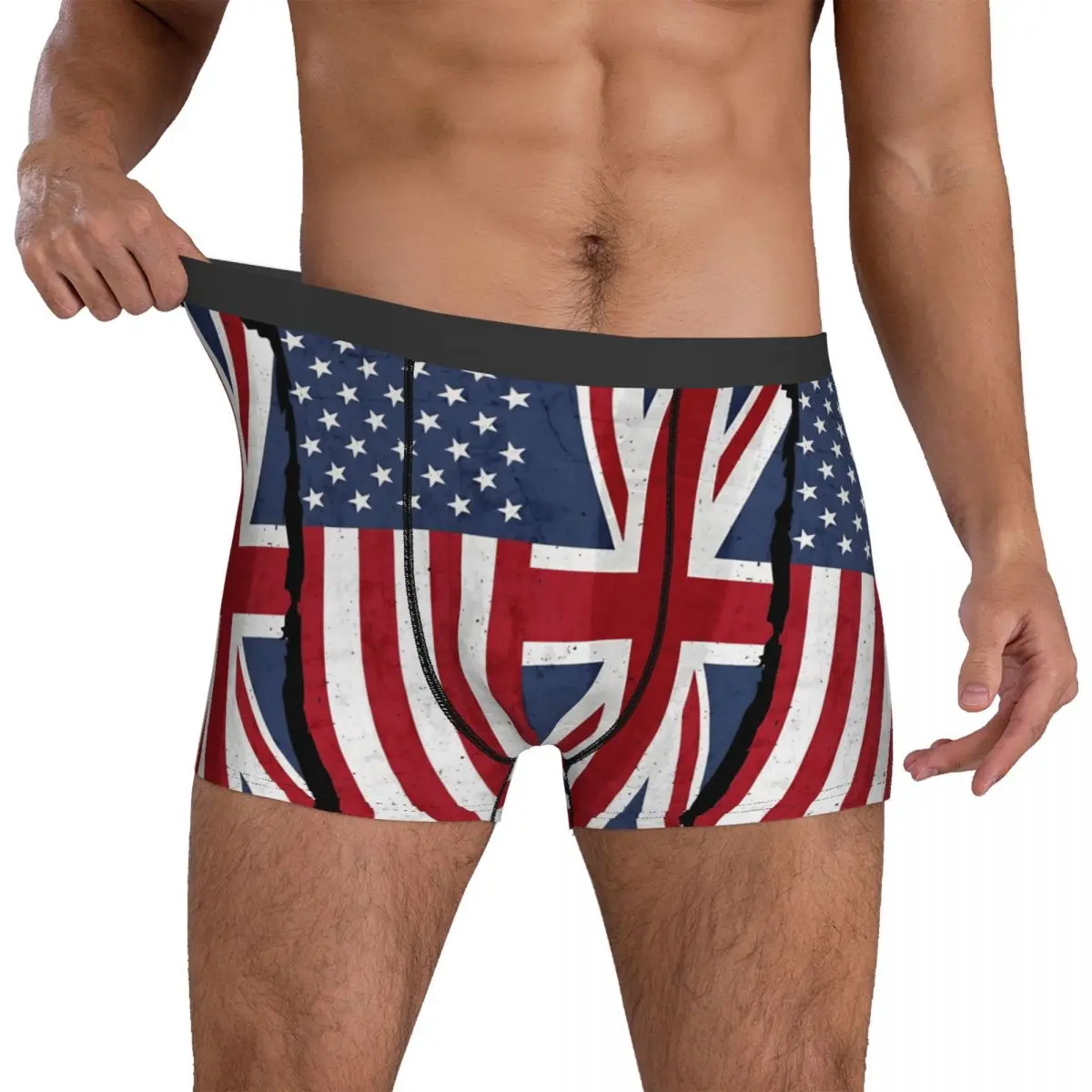 

Нижнее белье с флагом США и Великобритании, эластичные трусы, шорты с принтом, мужские трусы-боксеры большого размера