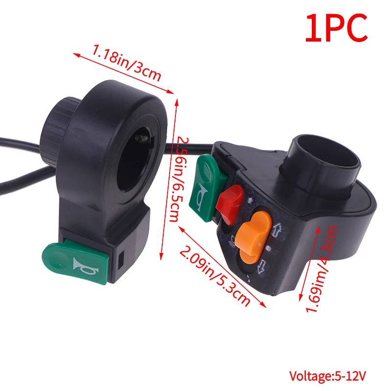 1PC 3 In1 Electric Bicycle Scooter Motorcycle Handle Switch Plastic Headlight Horn Turn Signal Switch Button E-bikes Accessories