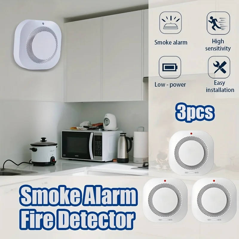 

Детекторы дыма из 3 штук — простая установка, надежная домашняя пожарная сигнализация, подходит для дома, кухонь, офисов, потолочного монтажа