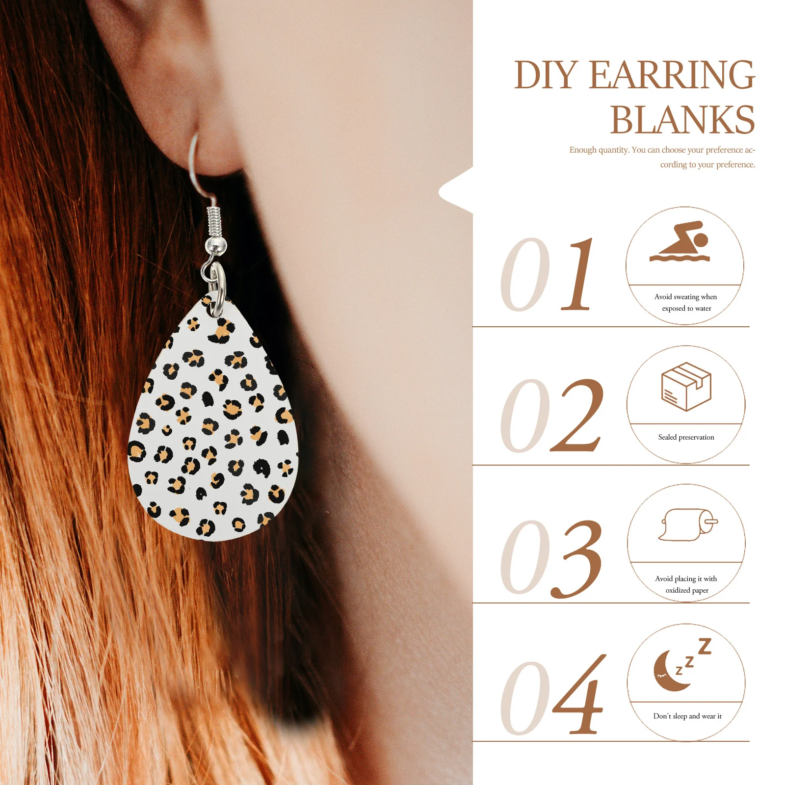 

1Set Wooden Sublimation Earring Blanks Blank Design Smooth Surface DIY Craft Learning Imagination Earring Hooks Decorative