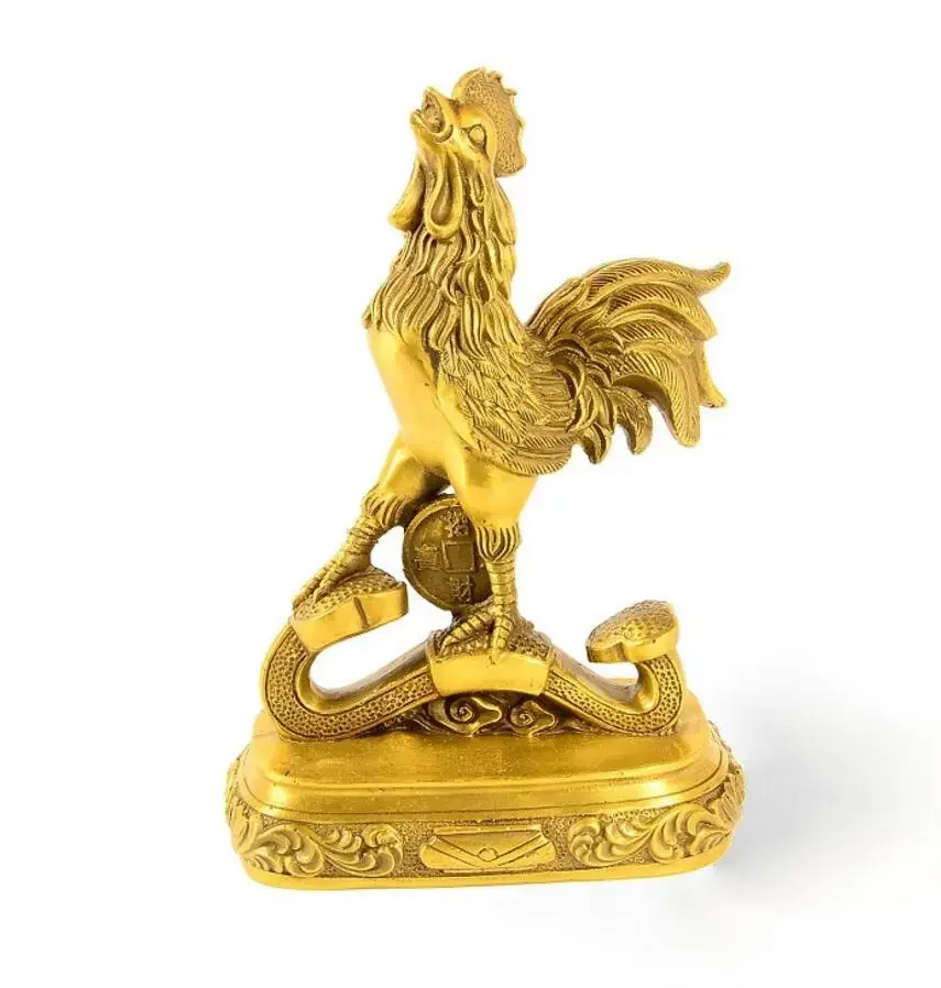 

Copper Statue Golden Rooster sets up a piece of Fengshui to recruit wealth, chicken money, Ruyi rooster, pure copper to recruit