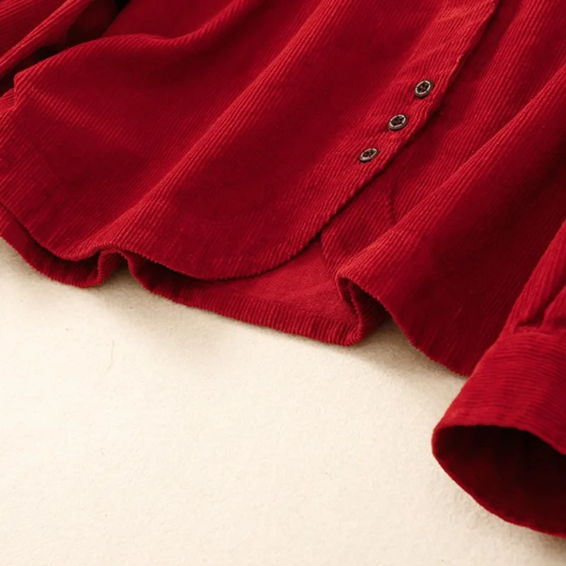 سترة قميص من القطيفة المضلعة للنساء، ملابس خارجية فضفاضة متعددة الاستخدامات للربيع والخريف، كارديجان مفتوح كبير الحجم #5