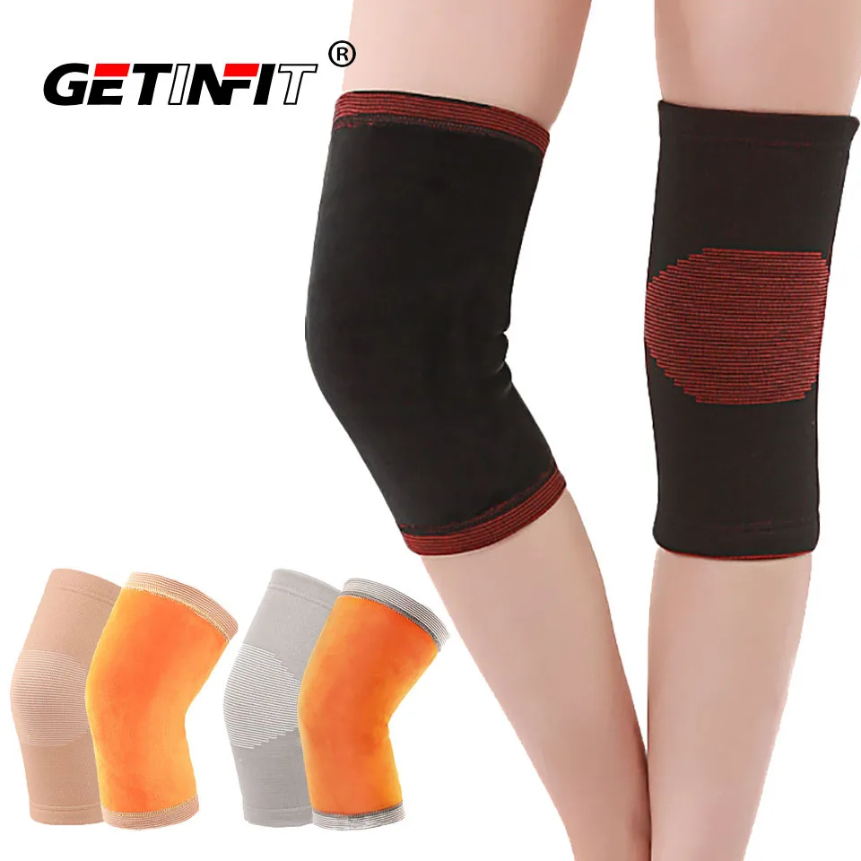 1Pair Winter Plush Warm Compression Knee Pads Velvet Elastic Support Kneepad Prevent Arthritis Keep Warm Breathable Brace