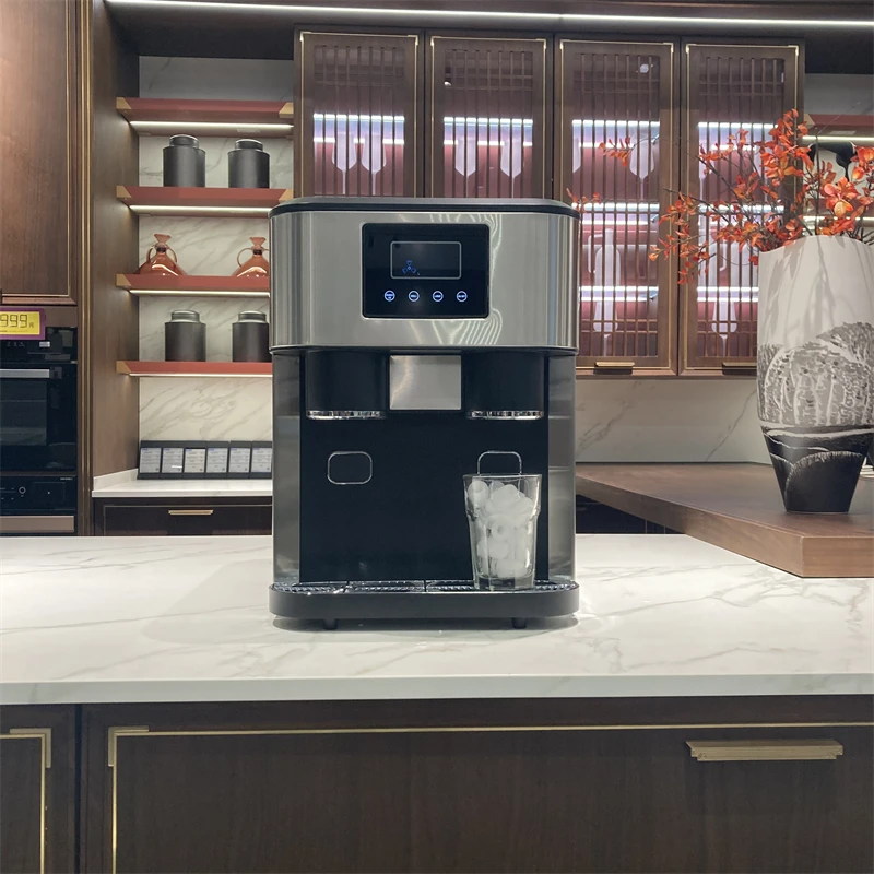 3 In 1 New Ice Dispenser With Water Dispenser Crushed Ice 16kgs Per Day 16pcs Bullet Ice Cube Machine