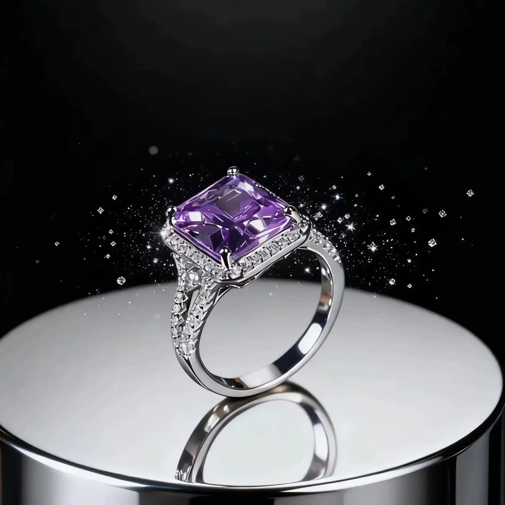 

Gorgeous Gemstone Ring with Sparkling Zircons - Elegant Jewelry for Women, Perfect for Special Occasions & Daily Wear