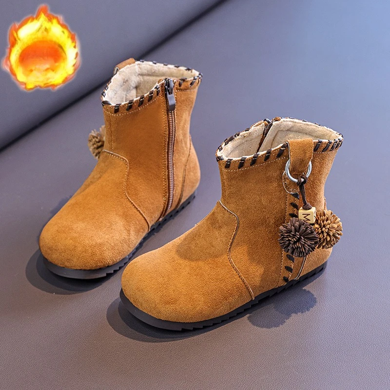 

Children Ankle Boots British Style Suede Warm Kids Leather Boots with Side Zipper 2025 Autumn Winter Girls Short Boots Non-slip