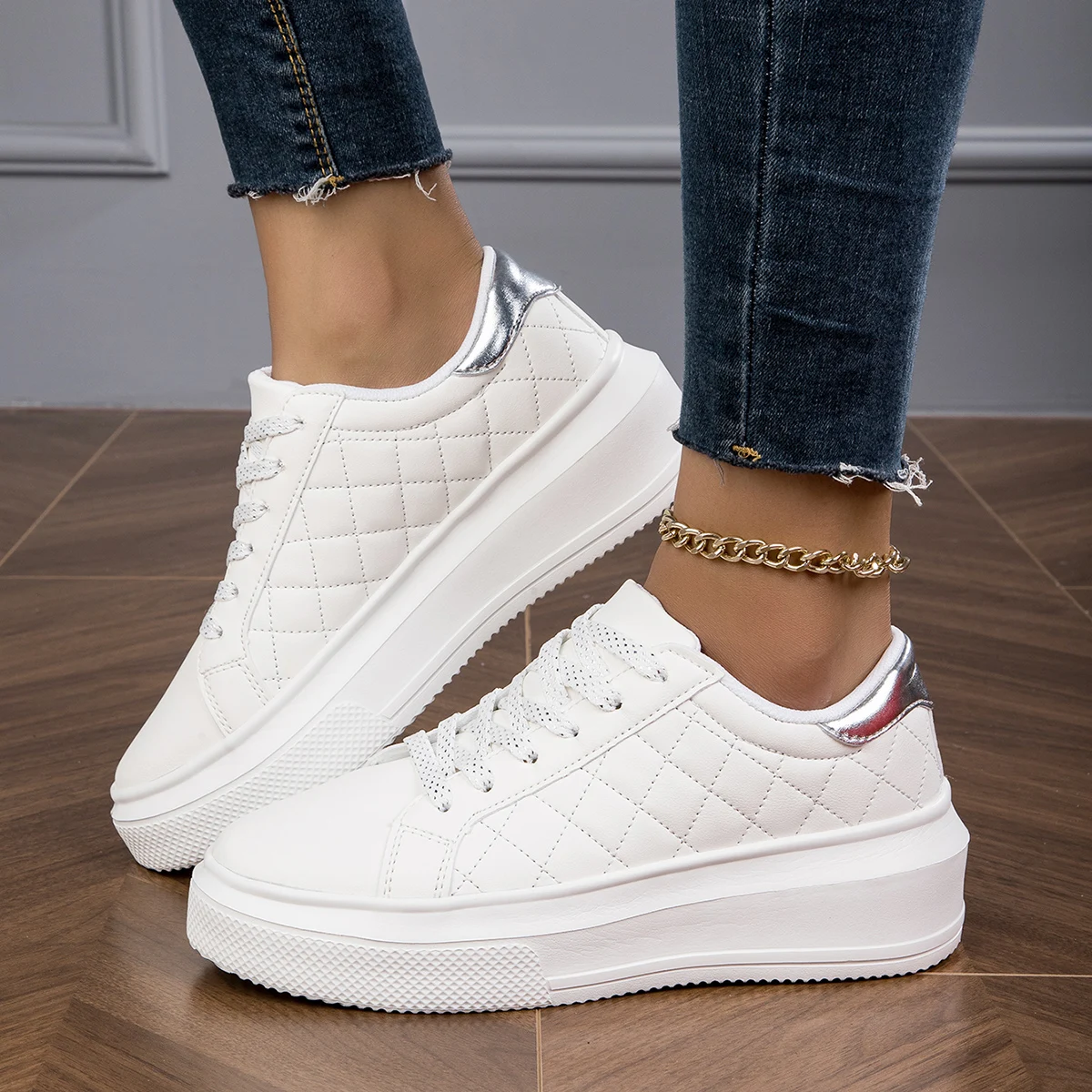 En Lederen Dames Sneakers Wit Platform Vrouw Sport Sneakers Dames Gevulkaniseerde Schoenen Sneakers Casual Dames Sneakers