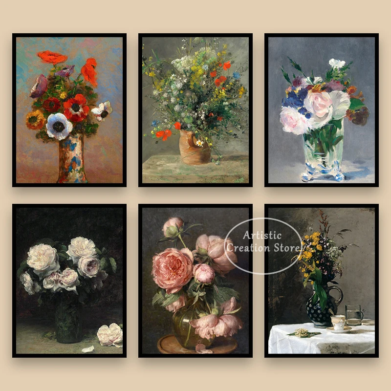 Spring Bouquet By Pierre Renoir Poster Vintage Floral Print Canvas Painting Wall Art Modern Farmhouse Wall Home Decor Gifts