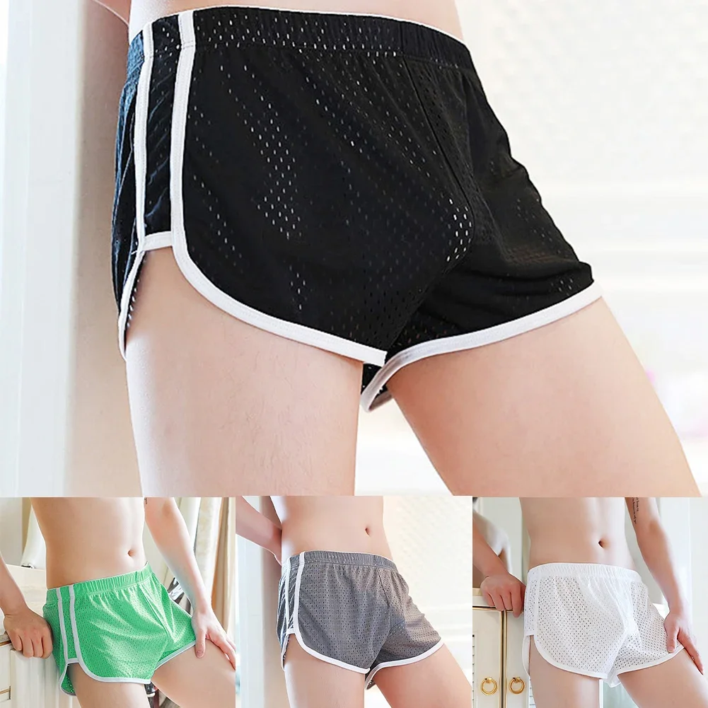 Mesh Fitness Shorts For Men Boxer Fitness Trunks Breathable Trunks 80 Polyester 20 Spandex Classic Style Home Wear