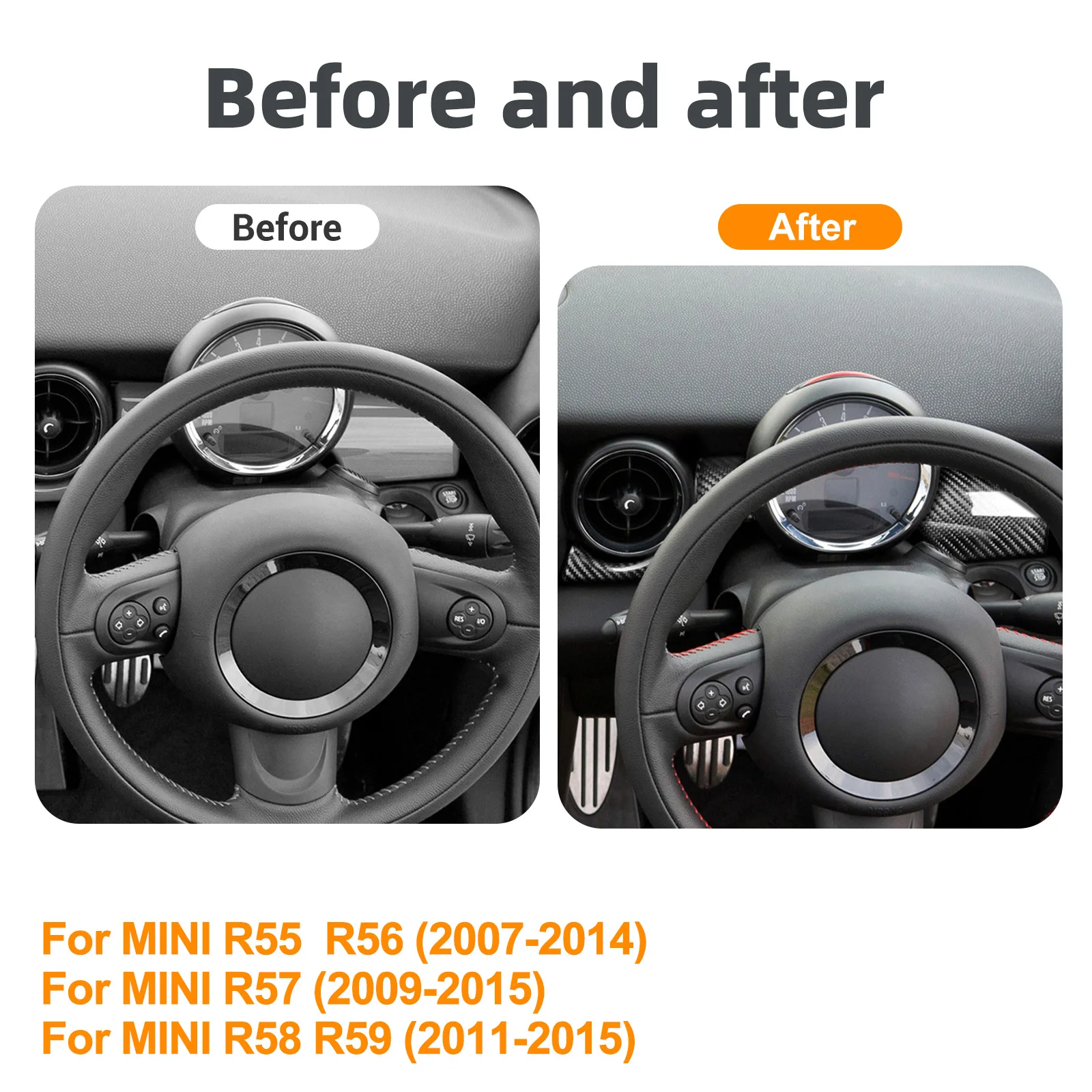 For MINI R55 R56 2007-2014 Speedometer Lower Cover Hard Carbon Fiber Instrument Panel Decor Trim Interior Auto Car Accessories