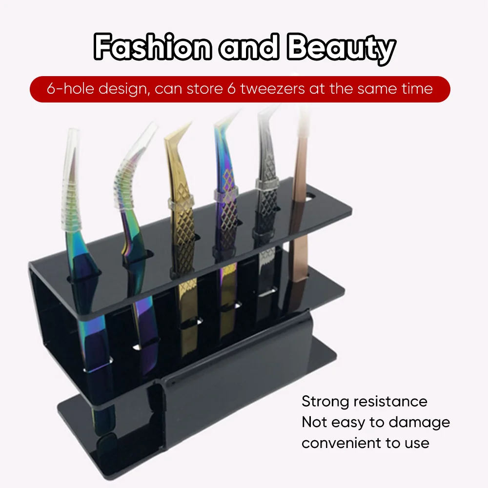 Plastic Eyelash Tweezers Storage Holder Stand 6 Holes Convenient Tweezers Stand Shelf Hold Eyelash Extension Women Makeup Tool