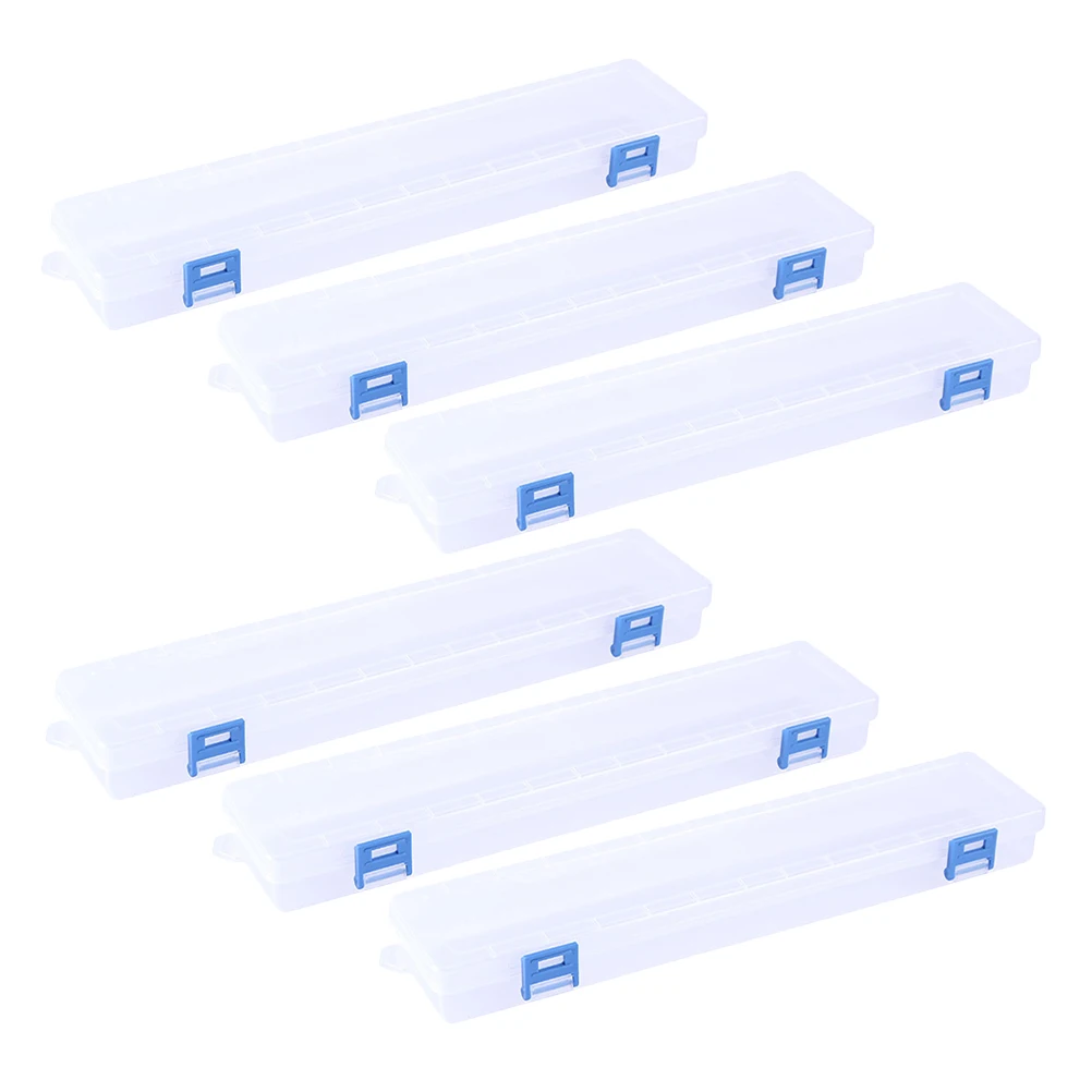 

6pcs Oil Brush Storage Box Transparent Plastic Case Clear Pen Holder Writing Container Pen Container Tool ganizer