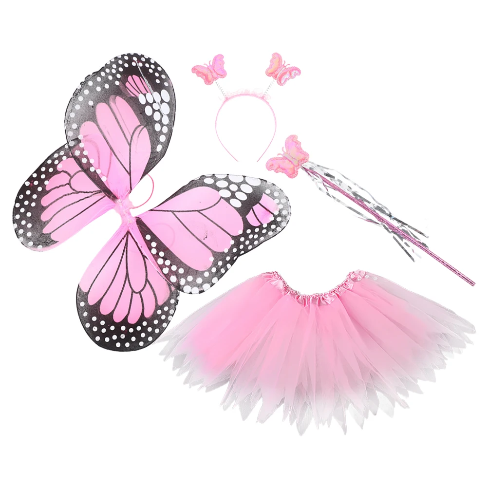 

Butterfly Wings Set Fairy Costume Props for Toddler Girls Birthday Party Tutu Dress up Clothes Kids Headb Accessories